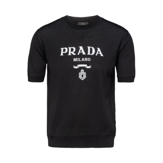 Prada Superfine Wool Crewneck Sweater Black