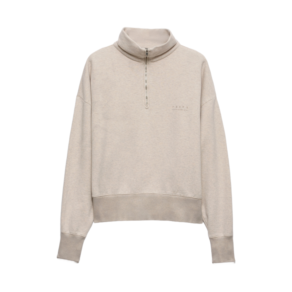 UJL39C-17IP-F0018 Prada Long-Sleeved Cotton Polo Shirt Natural