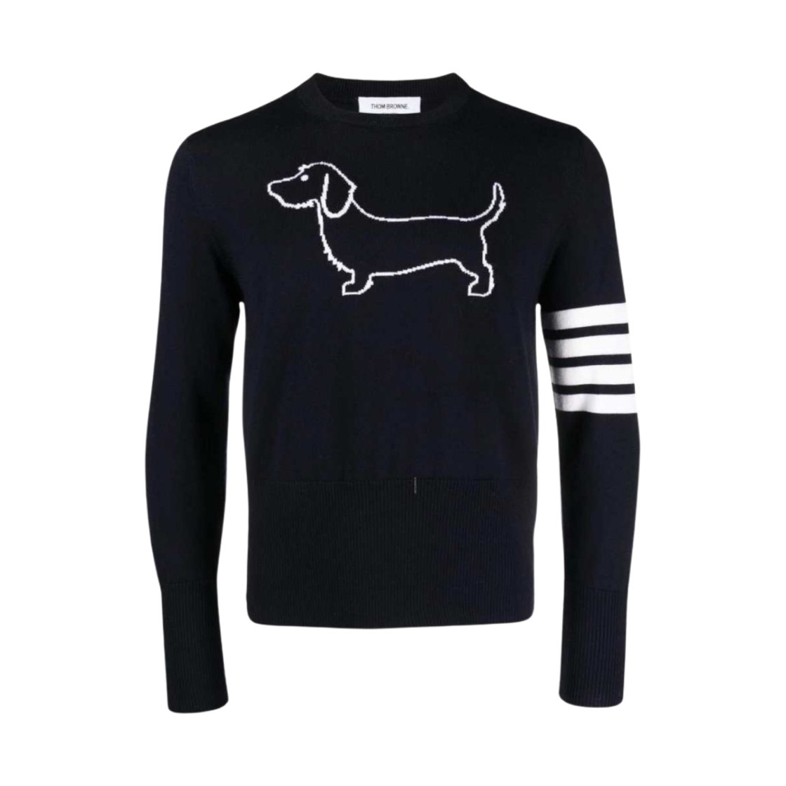 MKA486A-Y1002-415 Thom Browne Merino Hector 4-Bar Crew Neck Pullover Navy