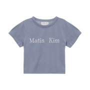 (W) Matin Kim Logo Crop Top Smoke Blue