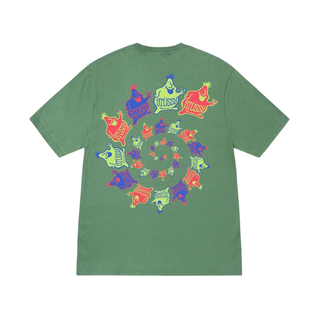 스투시 미스터 블랍 스파이럴 티셔츠 그린