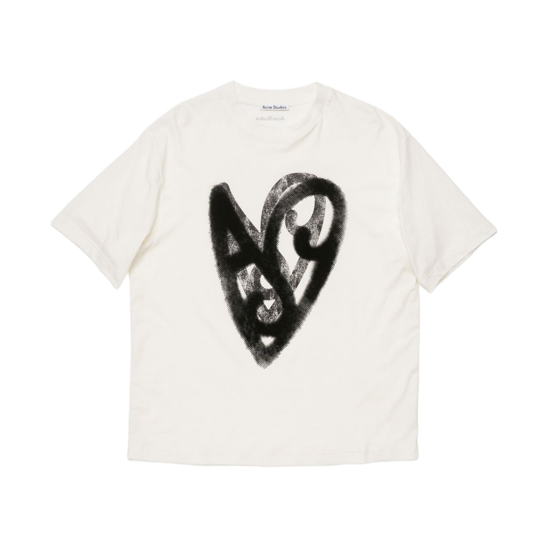 (W) 아크네 스튜디오 프린티드 티셔츠 옵틱 화이트((W) Acne Studios Printed T-Shirt Optic White) - 1