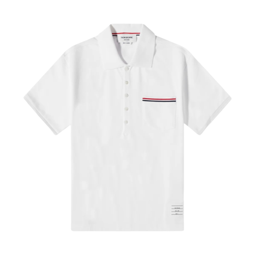 Thom Browne RWB Pocket Trim Pique Polo Shirt White