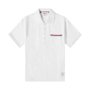 Thom Browne RWB Pocket Trim Pique Polo Shirt White