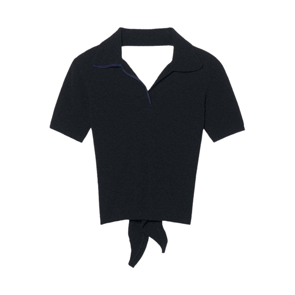 (W) 자크뮈스 르 폴로 셔츠 바그누 블랙((W) Jacquemus Le Polo Shirt Bagnu Black) - 1