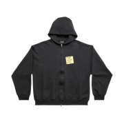 Balenciaga Sticky Note Zip-Up Hoodie Medium Fit Black Faded