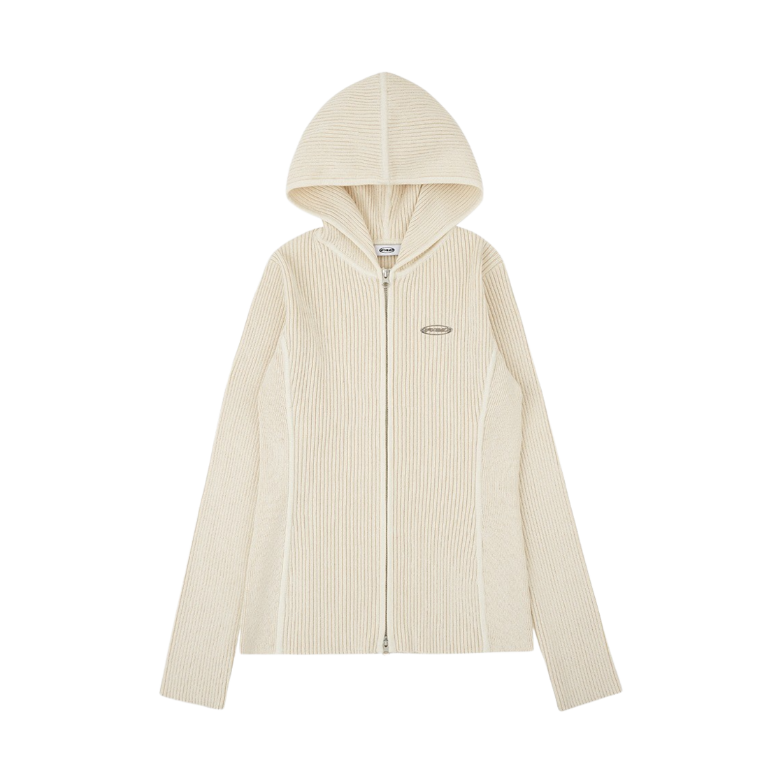 에프에이디 후드 니트 집업 아이보리