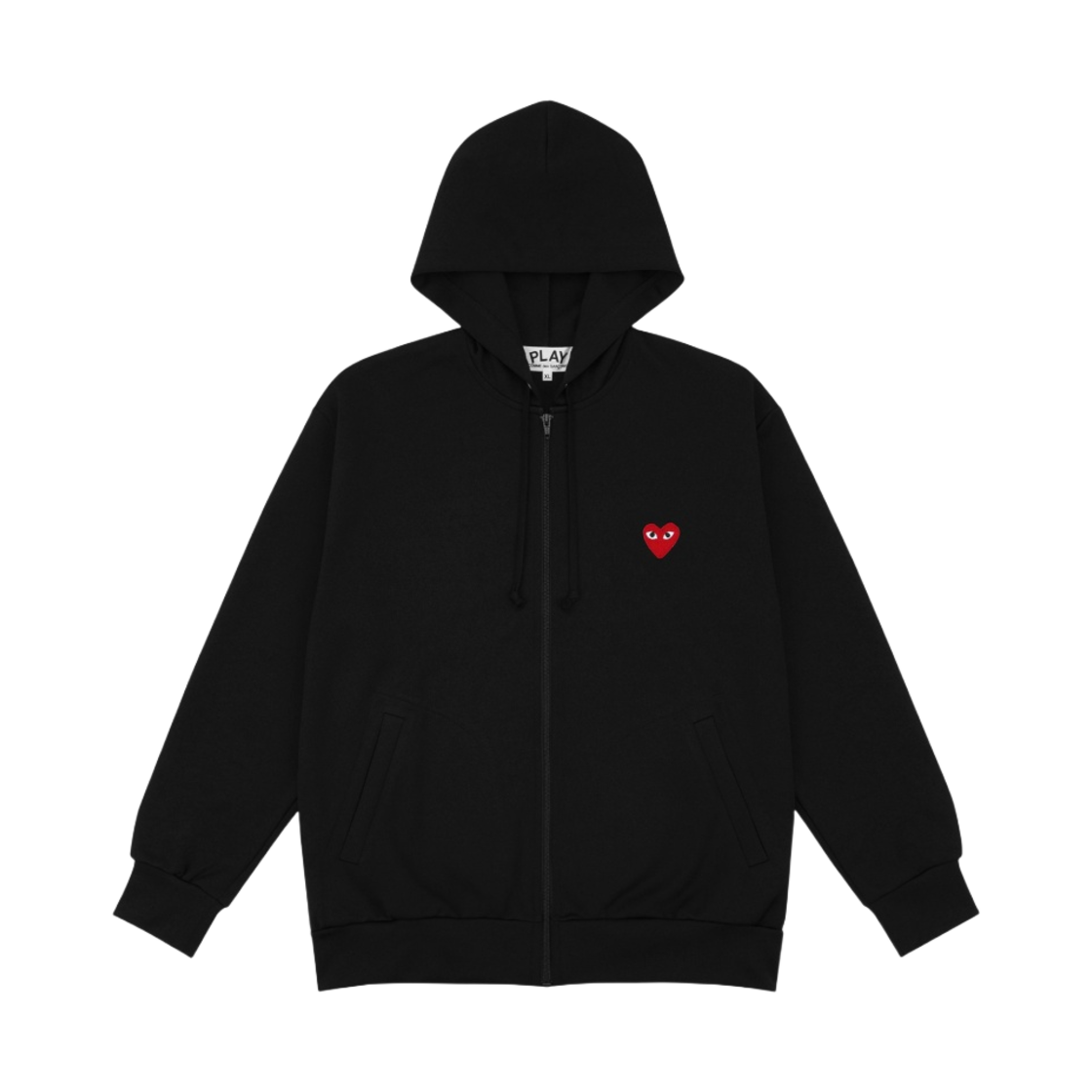 AZ-T172-051-1 Play Comme des Garcons Red Heart Zip Hooded Sweatshirt Black