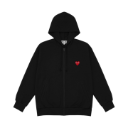 Play Comme des Garcons Red Heart Zip Hooded Sweatshirt Black