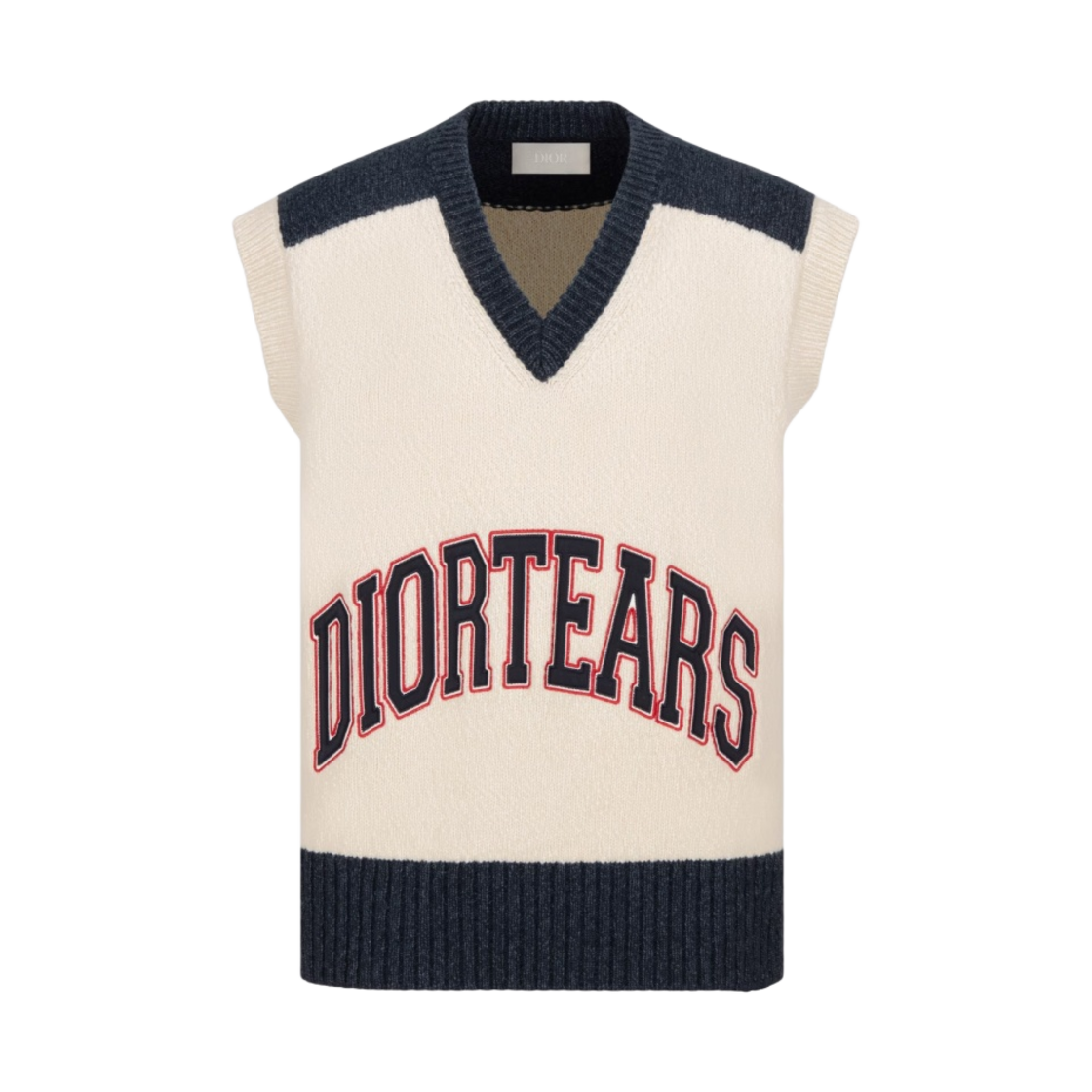 디올 x 데님 티어스 디올 티어스 슬리브리스 스웨터 울 코튼 알파카 자카드 화이트(Dior x Denim Tears Dior Tears Sleeveless Sweater Wool Cotton and Alpaca Jacquard White) - 1