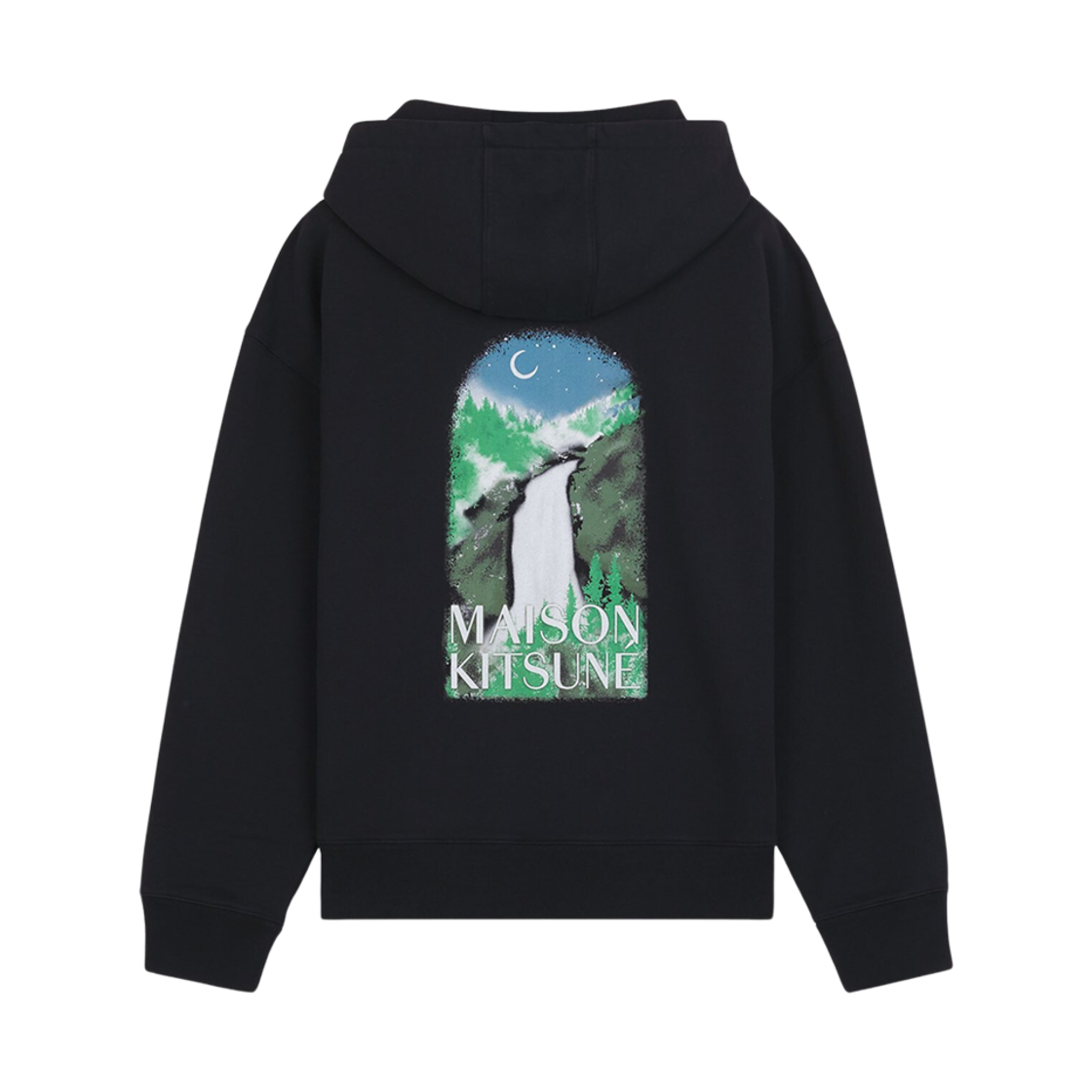 NM00705KM0001-P199 Maison Kitsune Waterfall Oversize Hoodie Black