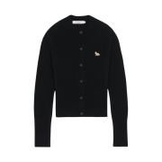 (W) Maison Kitsune Baby Fox Patch R-Neck Fitted Cardigan Black