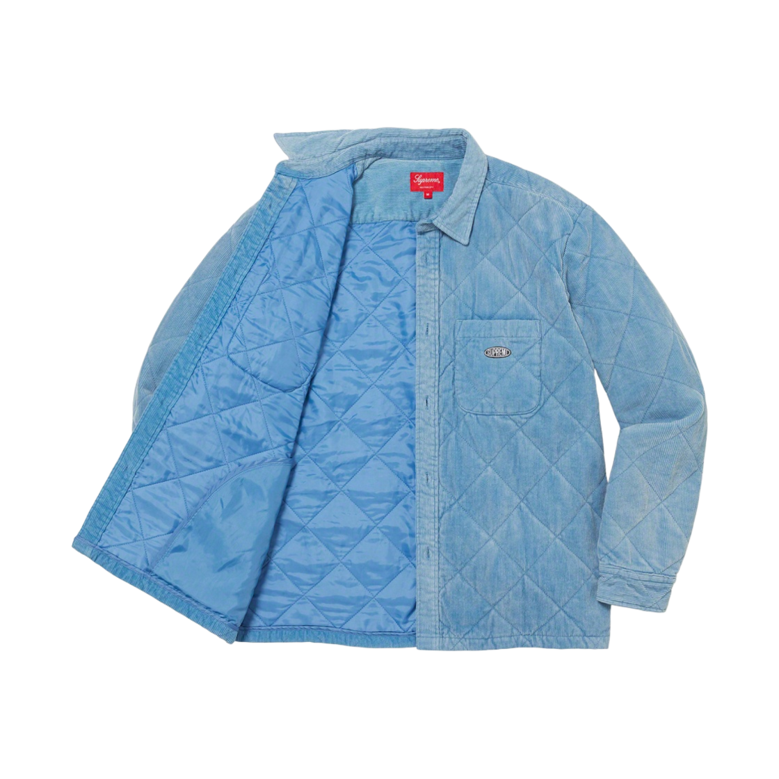 슈프림 퀼티드 코듀로이 셔츠 슬레이트 블루 - 22FW(Supreme Quilted Corduroy Shirt Slate Blue - 22FW) - 2