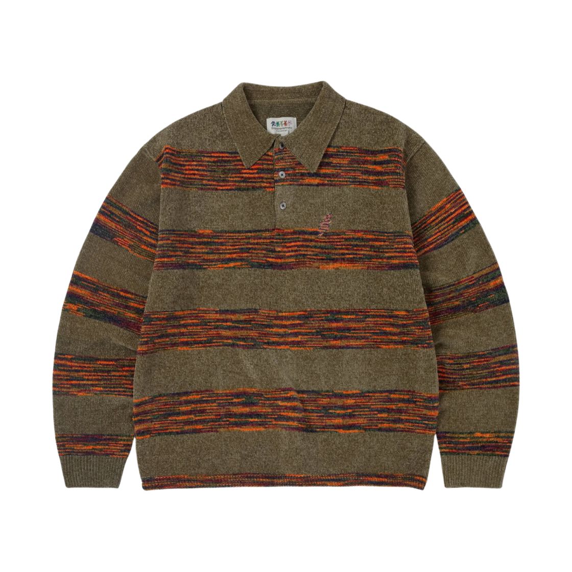 디스이즈네버댓 x 그레이트풀 데드 라이트닝 벨벳 니트 폴로 카키(thisisneverthat x Grateful Dead Lightning Velvet Knit Polo Khaki)