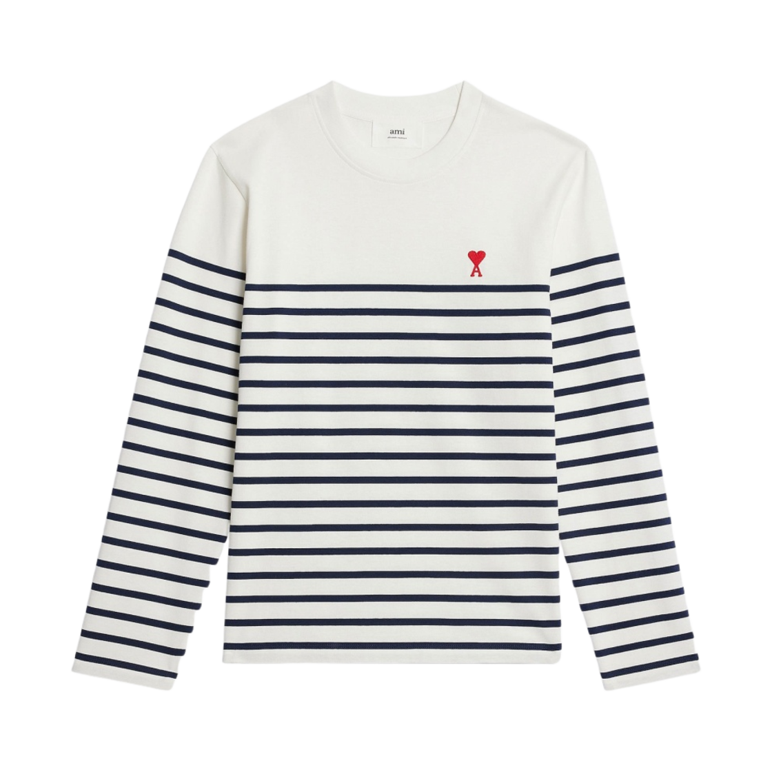 아미 스몰 하트 로고 마리니에르 내츄럴 화이트 노틱 블루(AMI de Coeur Mariniere Natural White Nautic Blue) - 1
