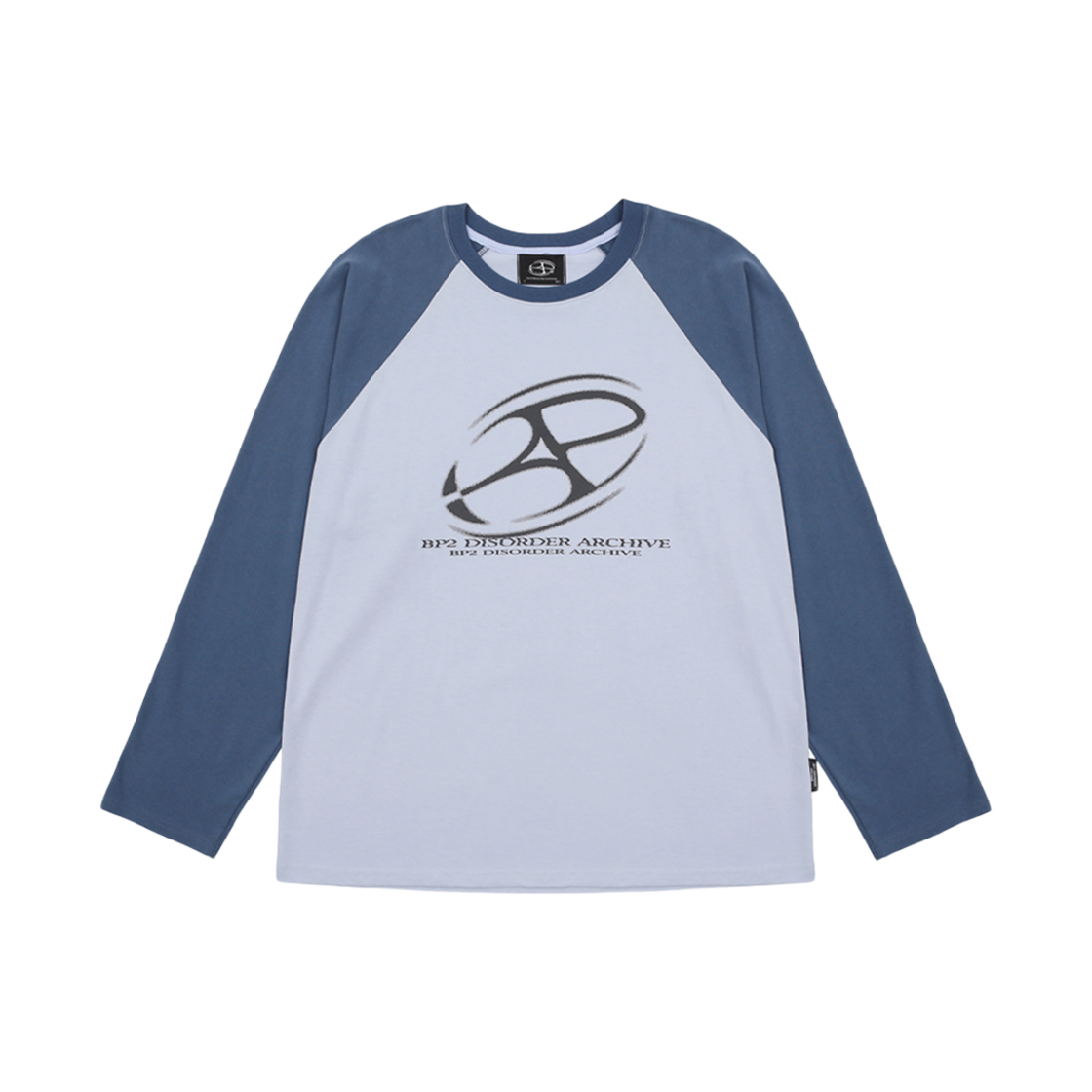 비피투디스오더 빅 그래픽 로고 래글런 오버핏 롱 슬리브 블루(BP2DISORDER Big Graphic Logo Raglan Long Sleeve T-Shirt Blue)