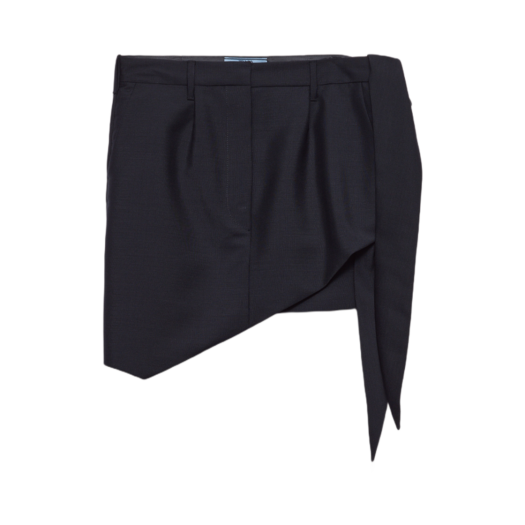 P114Z-12I1-F0008 (W) Prada Kid Mohair Miniskirt Navy