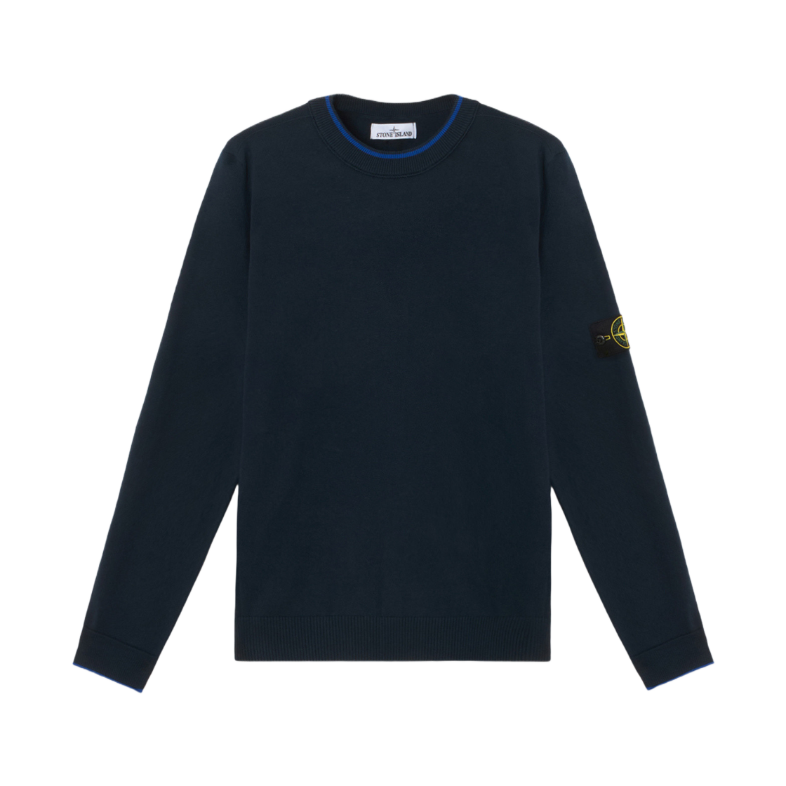 K1S1551000-17S00B1-V0020 Stone Island 5100017 Soft Organic Cotton Crewneck Jumper with Ribbed Details Navy Blue - 25SS