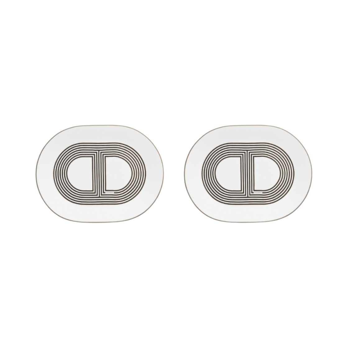 에르메스 랠리 24 미니 오발 플레이트 화이트 (2개입)(Hermes Rallye 24 Mini Oval Plate White (2 Plates)) - 1