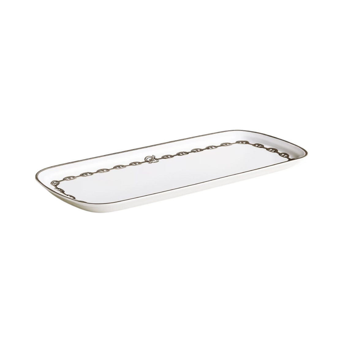 P004124P Hermes Chaine D’Ancre Platinum Rectangular Cake Platter Sans Coloris (1 Plate) - #2