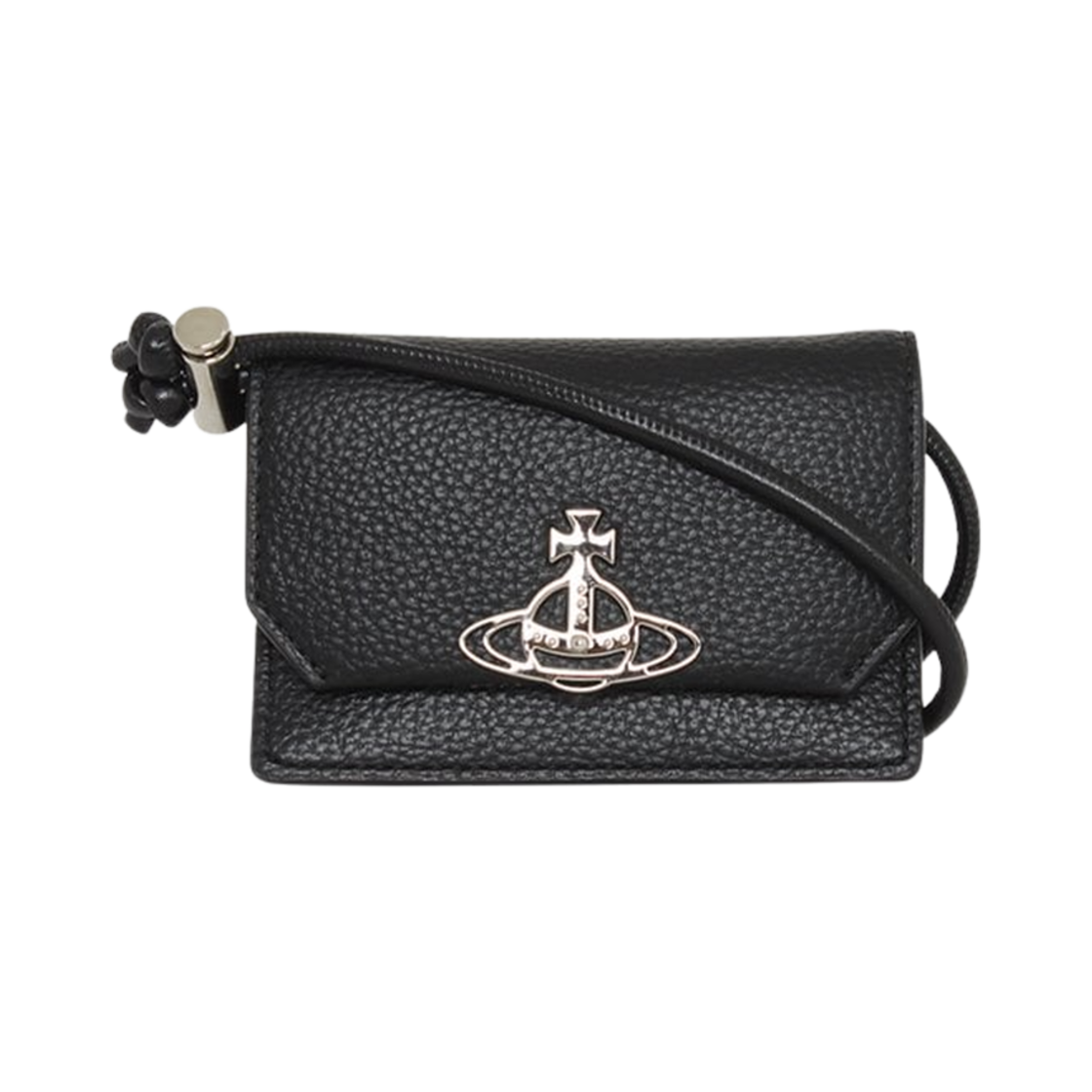 55020002U-S000D-N403 Vivienne Westwood Orb Logo Plaque Strap Card Holder Black