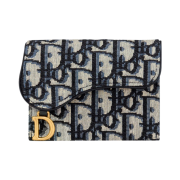 Dior Saddle 5-Gusset Card Holder Blue Dior Oblique Jacquard