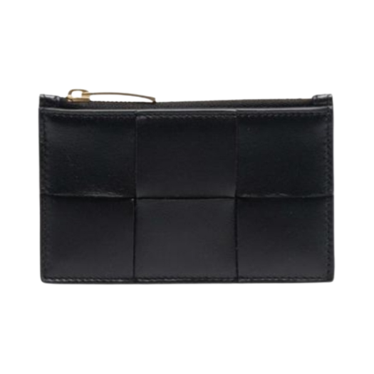 Bottega Veneta Zipped Card Case Black Gold