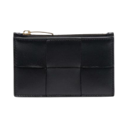 Bottega Veneta Zipped Card Case Black Gold