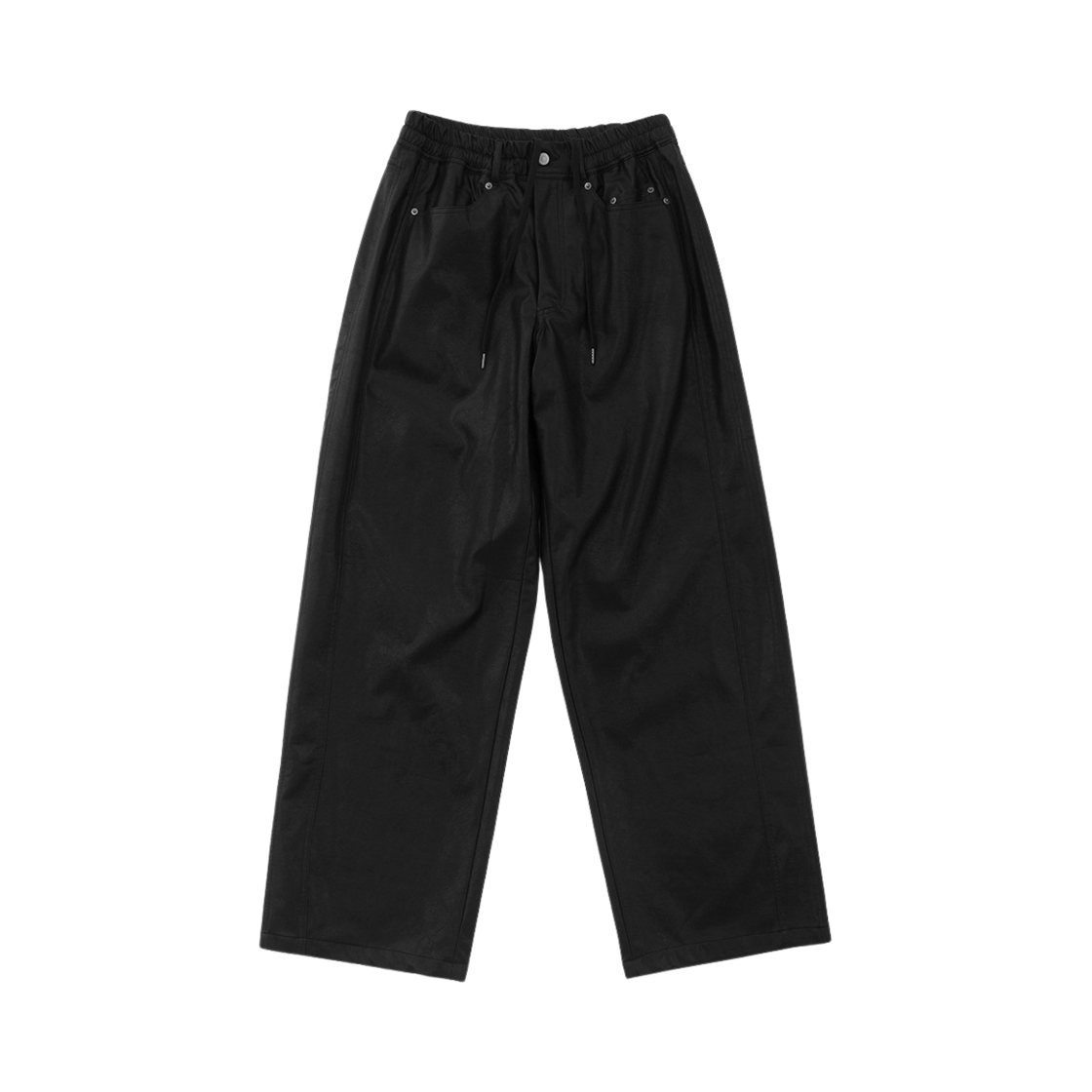 알렌느 드로우스트링 포우 레더 팬츠 블랙(Haleine Drawstring Faux Leahter Pants Black (VB301))