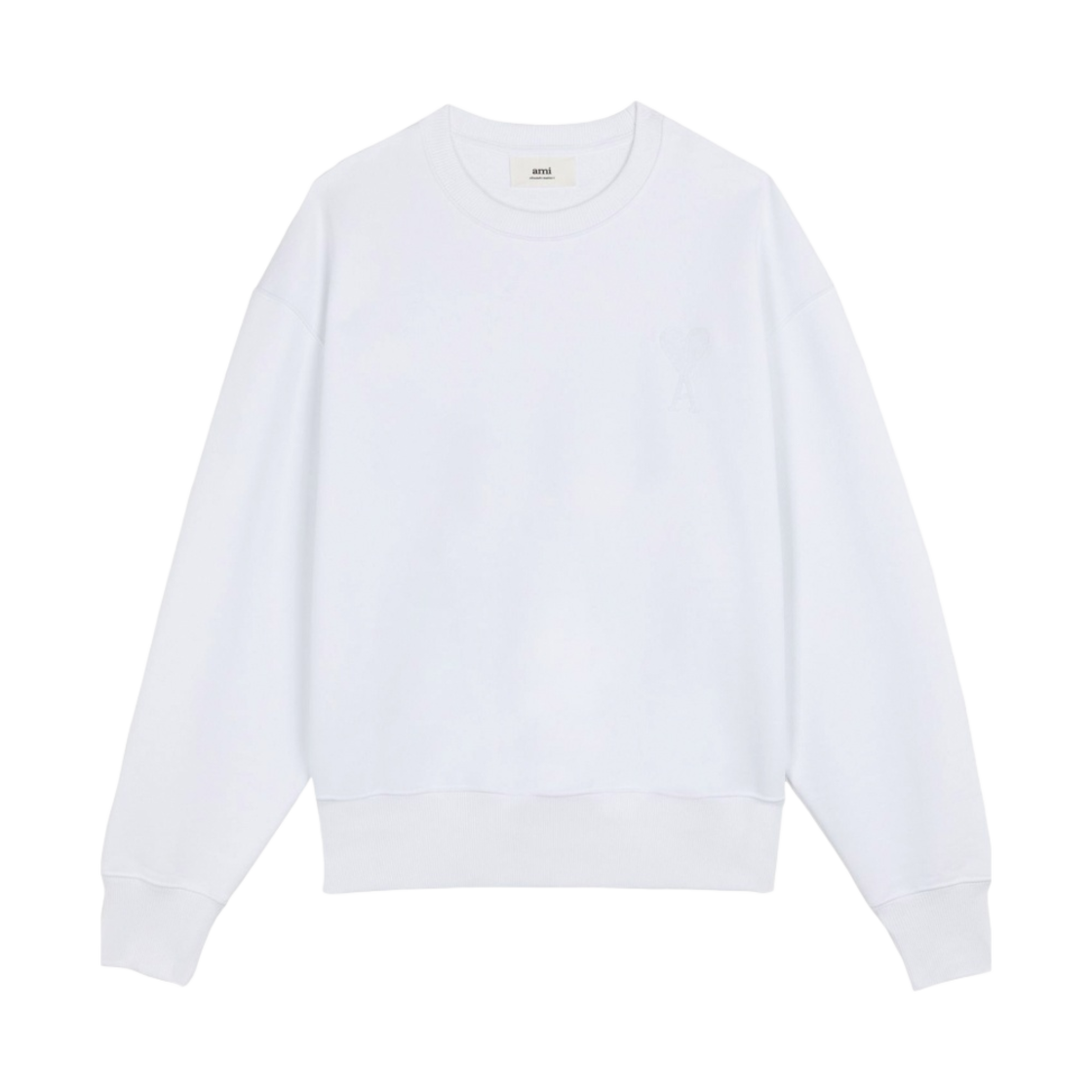 A21HJ028-747-100 AMI de Coeur Tone-On-Tone Sweatshirt White - 21FW