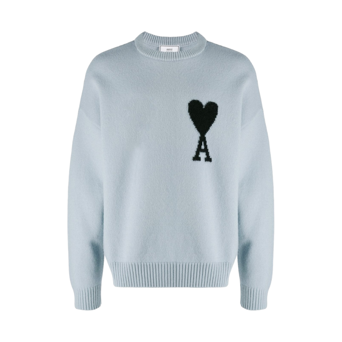아미 빅 하트 로고 오버사이즈 인타르시아 스웨터 스틸 블루