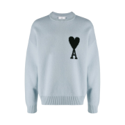 AMI de Coeur Oversize Intarsia Sweater Steel Blue