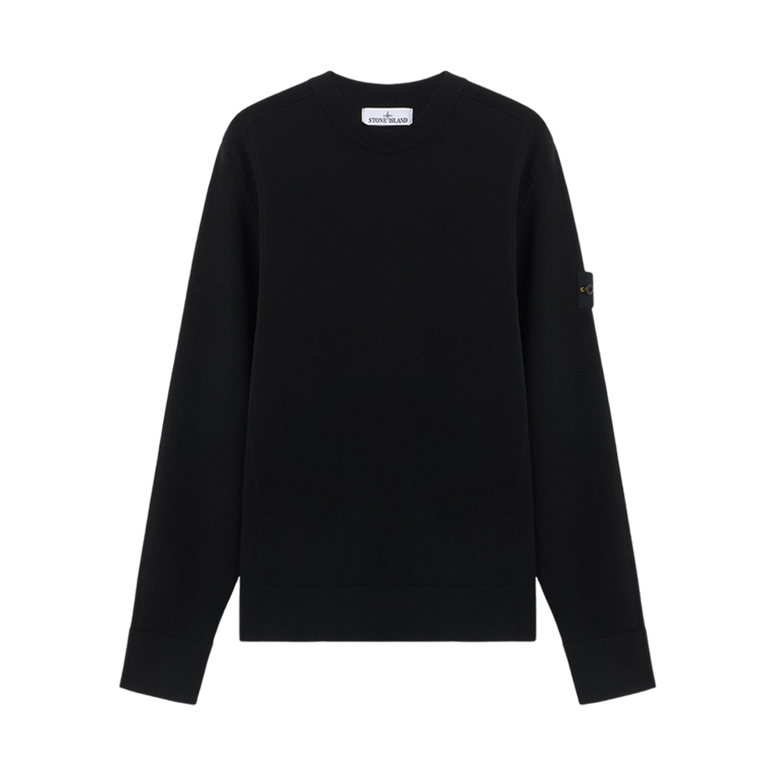 8115526A1-V0029 Stone Island 526A1 Stretch RWS Wool Crewneck Sweater with Ribbed Details Black - 24FW