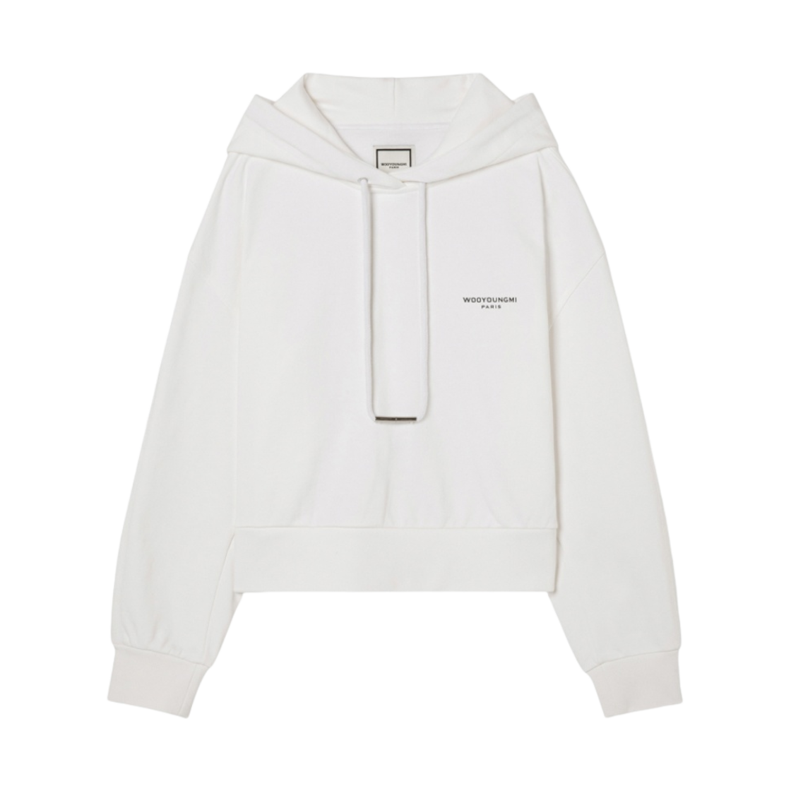 (W) 우영미 플라워 프린트 백로고 크롭 후드 화이트 - 22SS((W) Wooyoungmi Flower Print Back Logo Cropped Hoodie White - 22SS) - 2