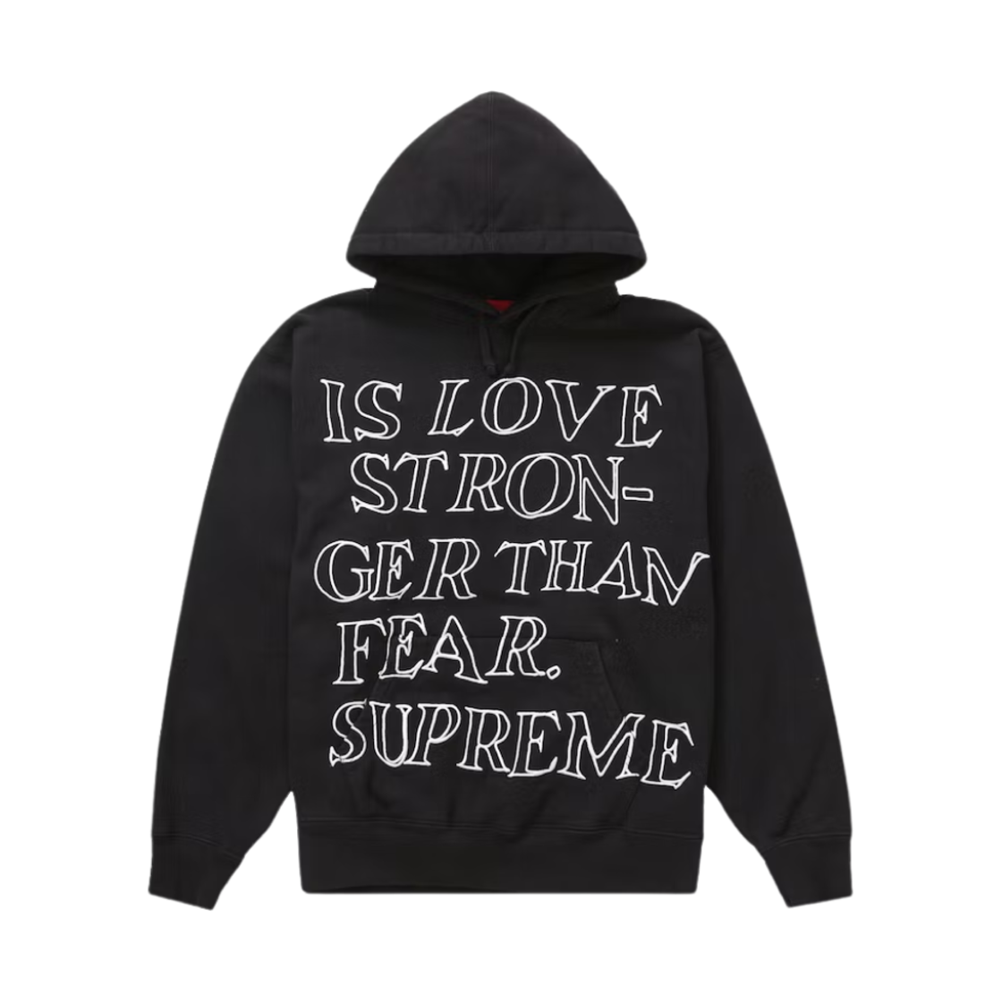 슈프림 스트롱거 댄 피어 후드 스웨트셔츠 블랙 - 23SS(Supreme Stronger Than Fear Hooded Sweatshirt Black - 23SS) - 1