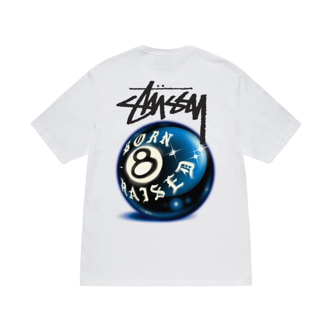 스투시 x 본앤레이즈드 8볼 티셔츠 화이트(Stussy x Born X Raised 8 Ball T-Shirt White)