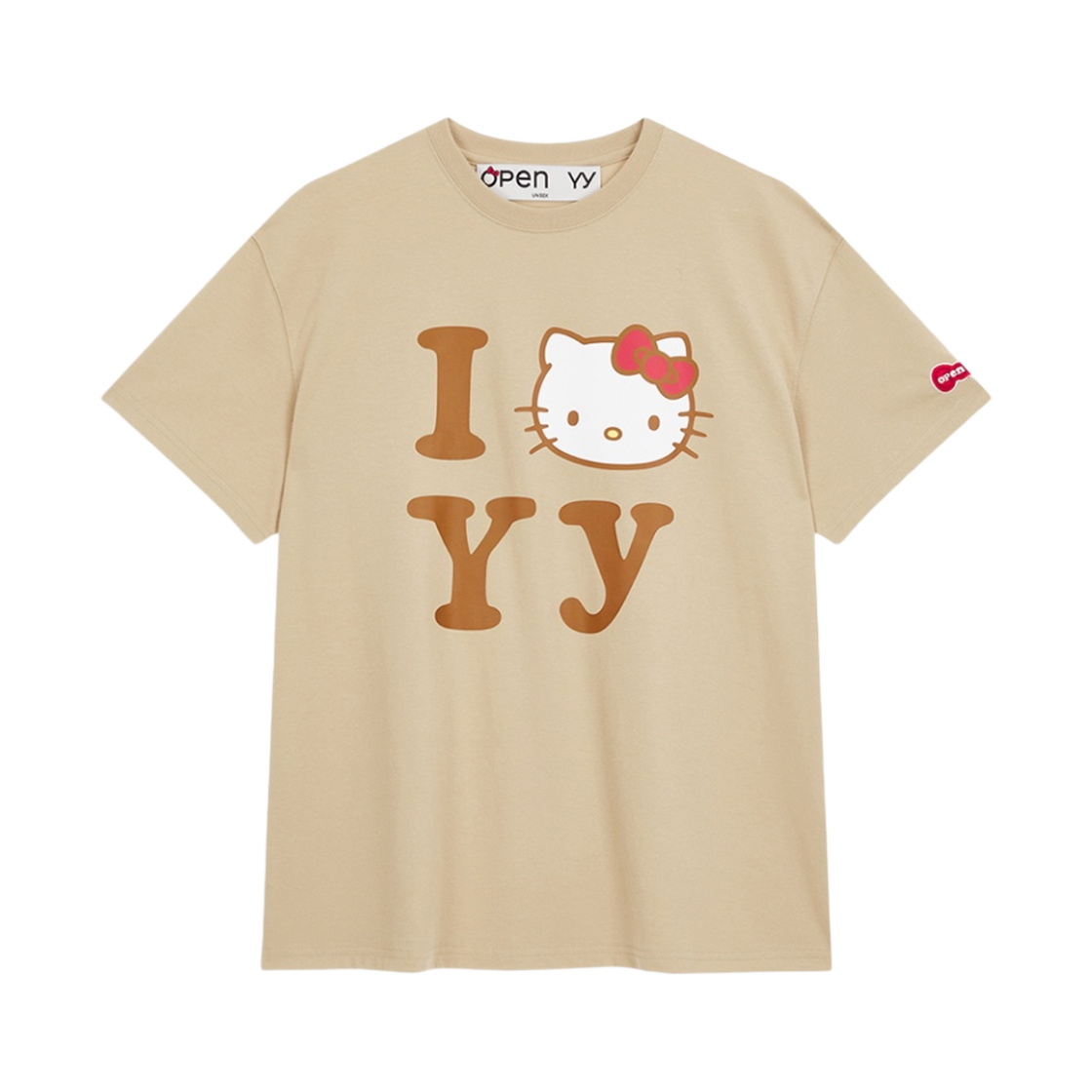오픈 Yy x 헬로 키티 티셔츠 베이지(Open Yy x Hello Kitty T-Shirt Beige)