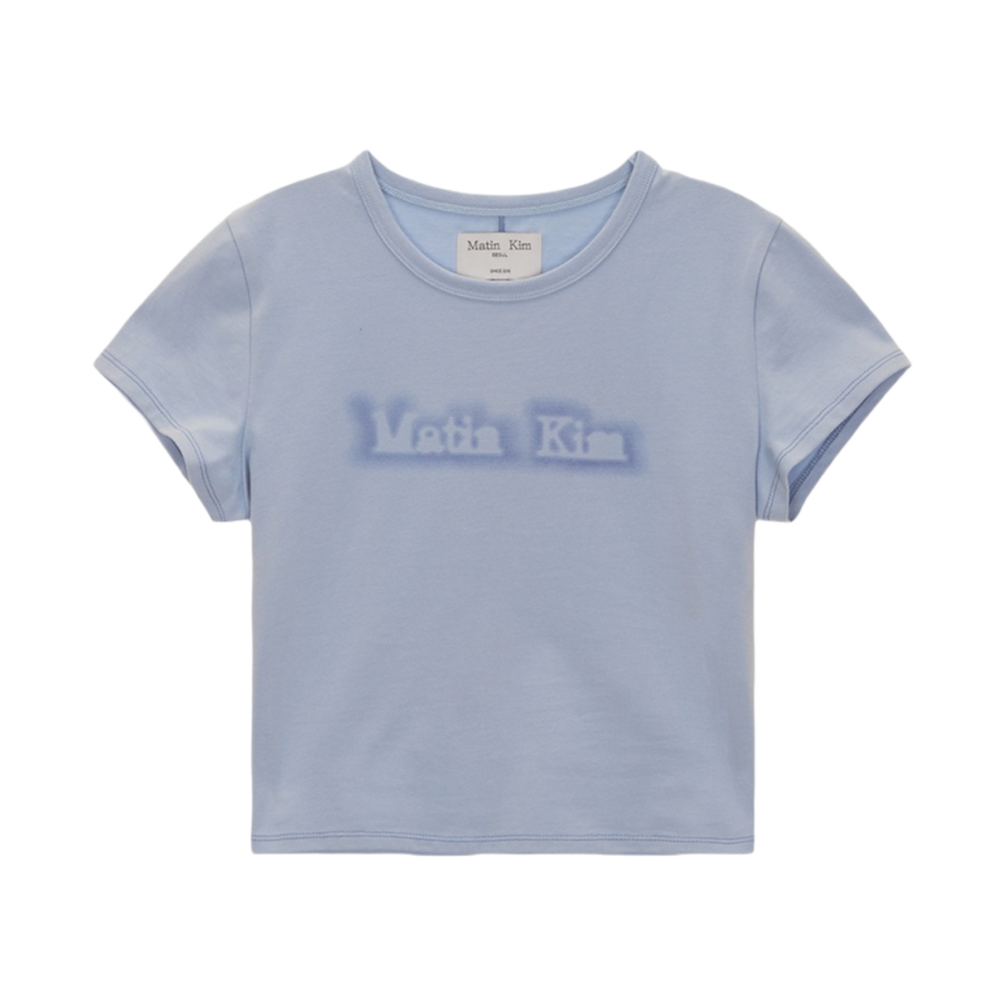 ★Matin Kim★ MATIN SHADE LOGO TOP IN SMOKE BLUE MK2434TS033 Matin Kim-MATIN SHADE LOGO TOP IN SMOKE BLUE│삼성물산