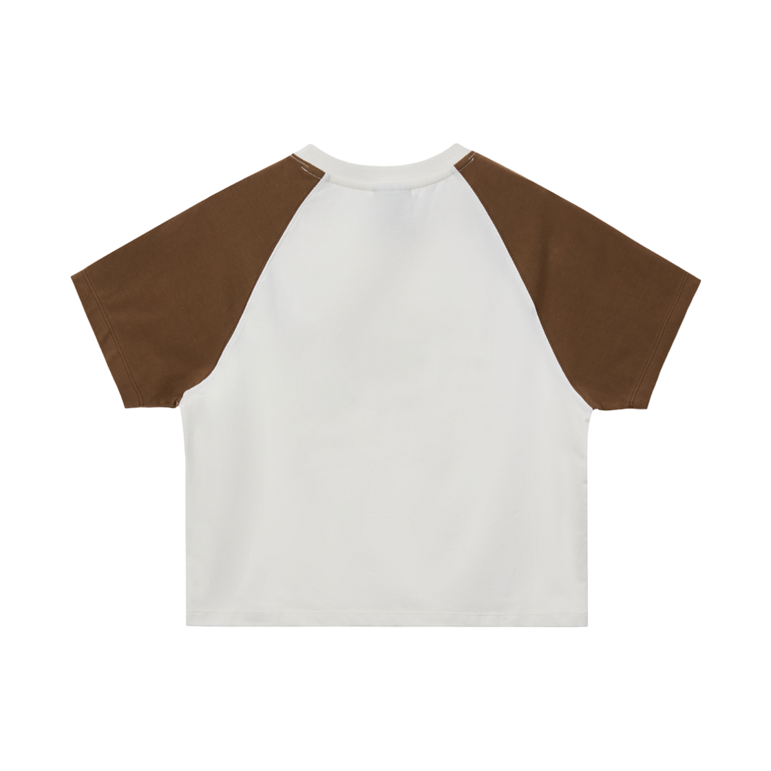 (W) 이미스 래글런 베이비 티셔츠 화이트 브라운((W) Emis Raglan Baby T-Shirt White Brown) - 2