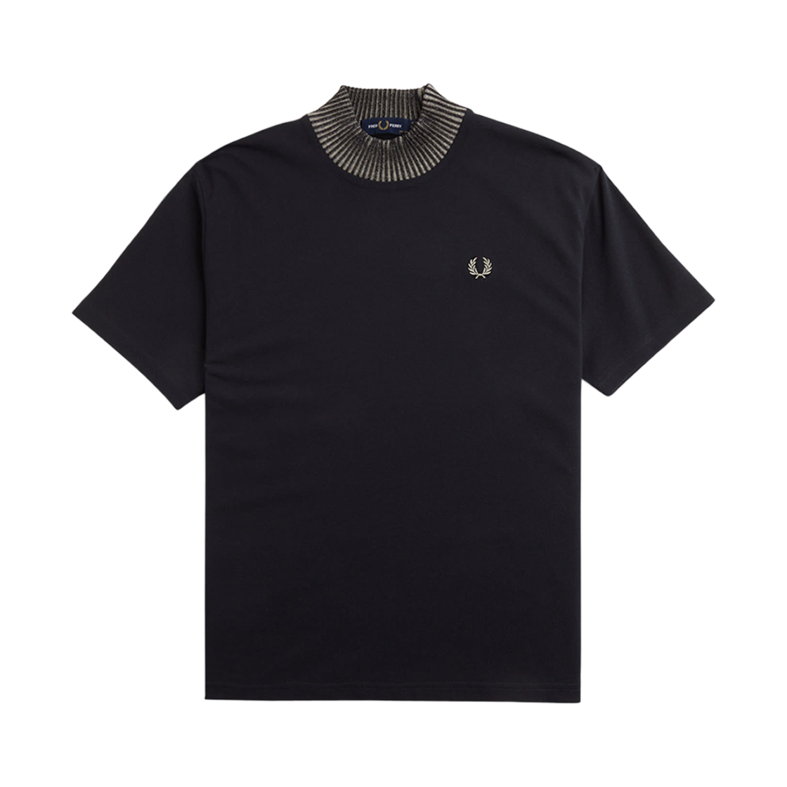 AFPF2438116-102 Fred Perry Womens Space Dye Trim Pique T-Shirt Black