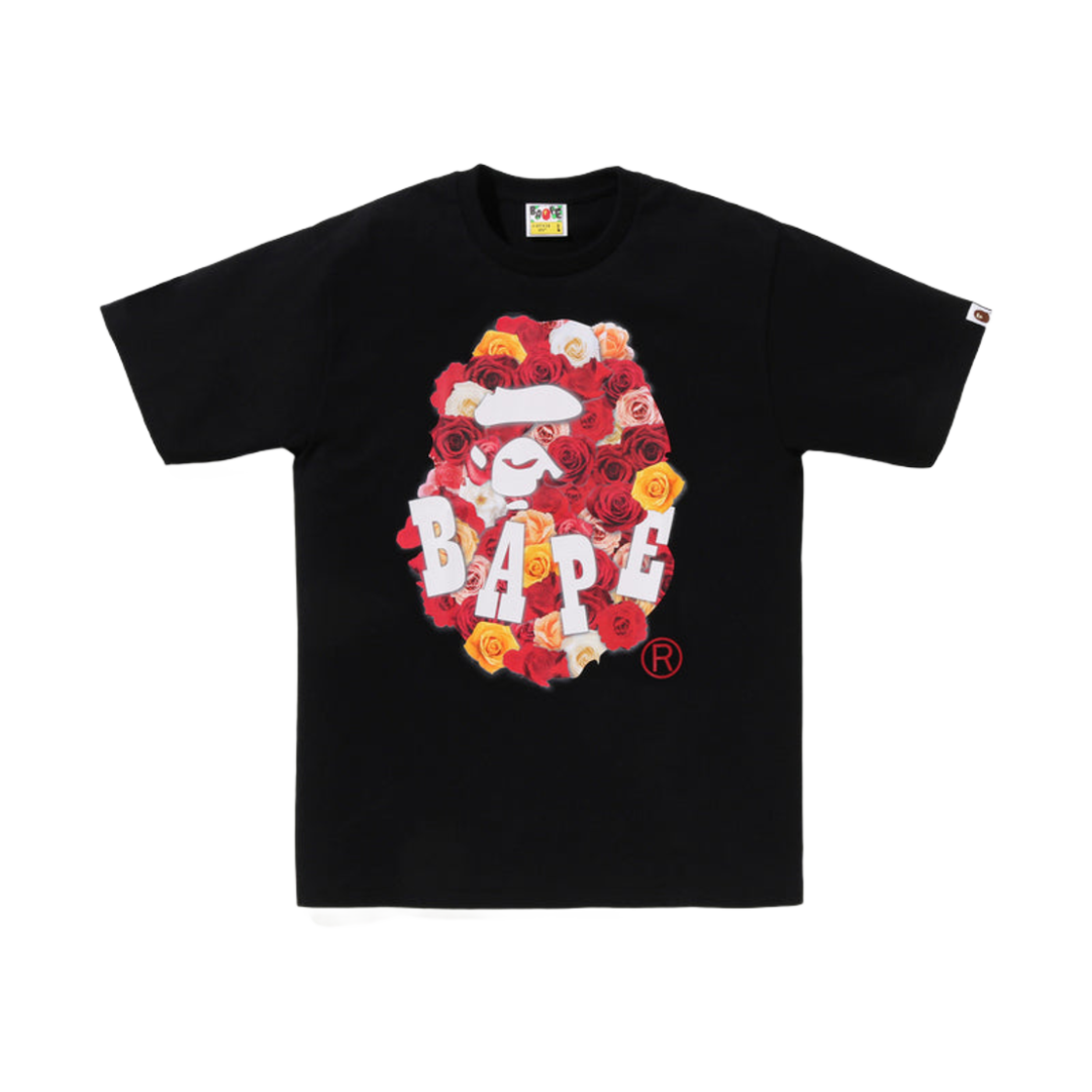 0ZXTEMX00410O BAPE Rose Ape Head T-Shirt Black