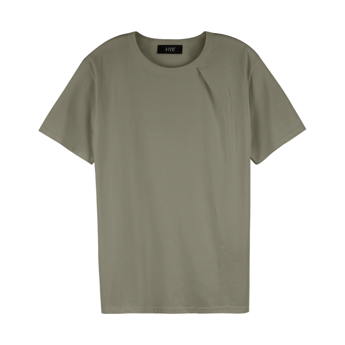 하이투 와이드 넥 턱 티셔츠 카키(HYII Wide Neck Tuck Tshirt Khaki)