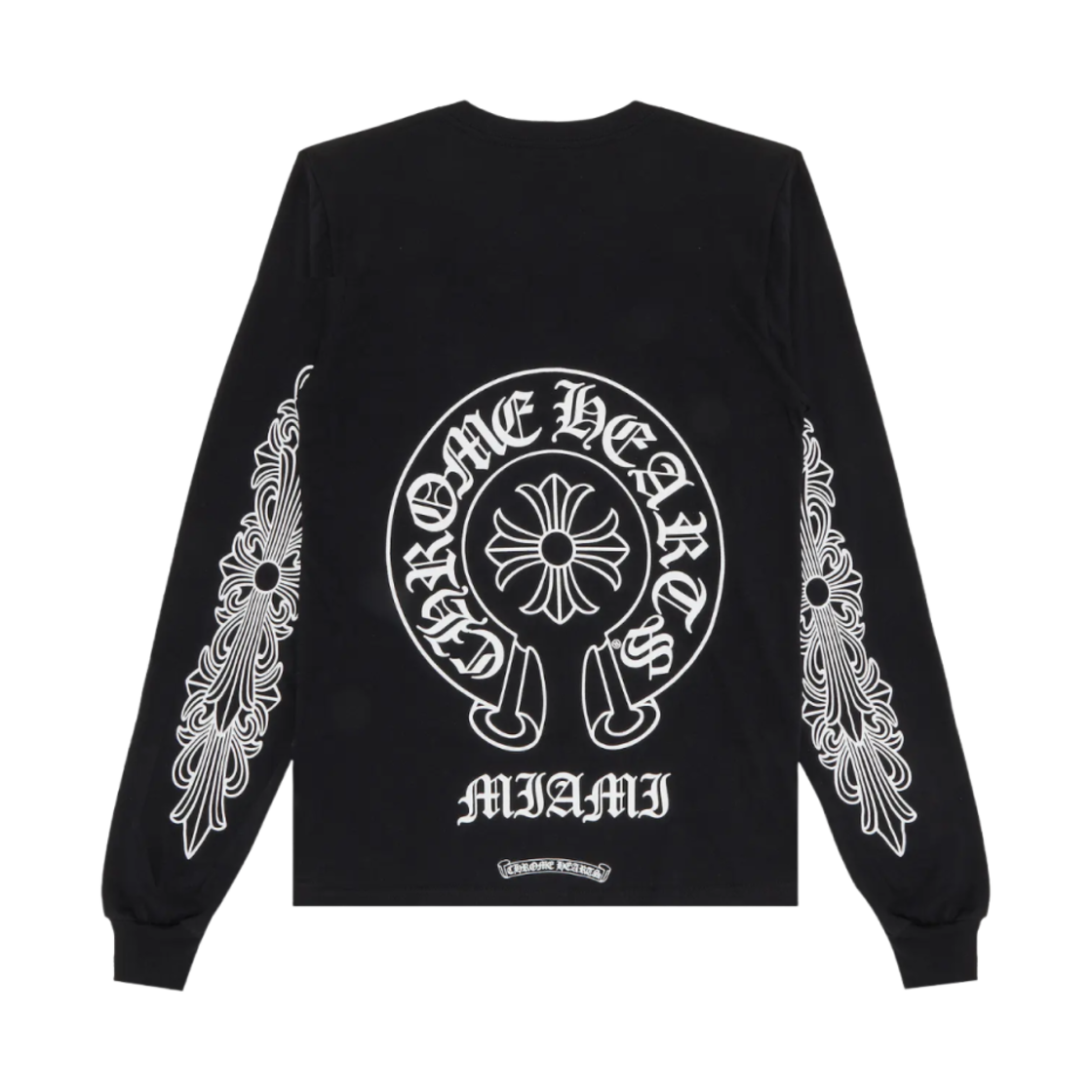 크롬하츠 홀스슈 로고 롱슬리브 티셔츠 블랙 - 마이애미 한정(Chrome Hearts Horseshoe Logo Long Sleeve T-Shirt Black - Miami Exclusive)