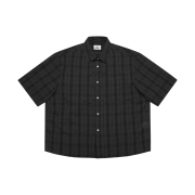 MJD Oversized Check Half Shirt Charcoal