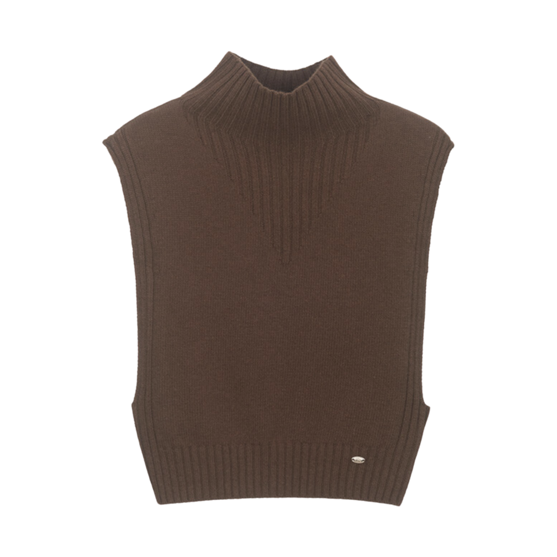 (W) 온앤온 터틀넥 니트 베스트 브라운((W) On&On Turtleneck Knit Vest Brown)