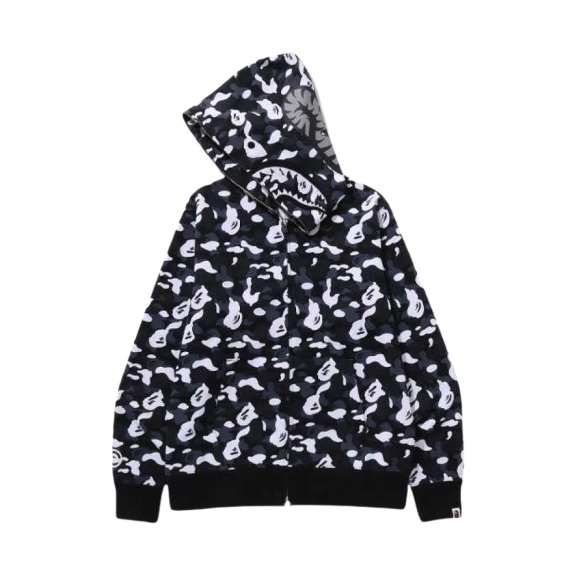 베이프 x 도버 스트리트 마켓 카모 샤크 풀 집 후드 블랙(BAPE x DSM Camo Shark Full Zip Hoodie Black) - 2