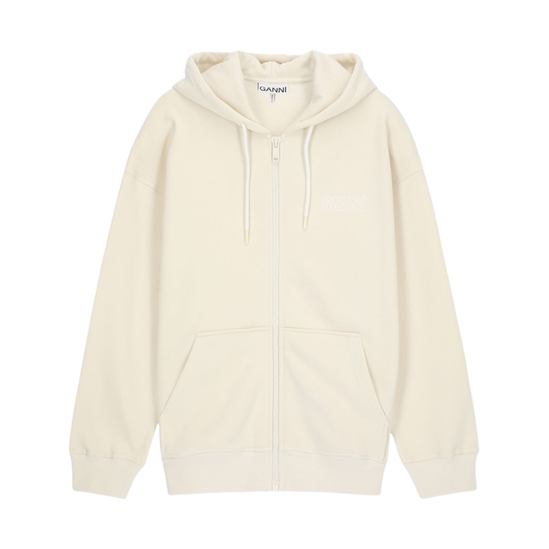 (W) 가니 소프트웨어 이솔리 오버사이즈 집 후디 에그렛((W) Ganni Software Isoli Oversized Zip Hoodie Egret)