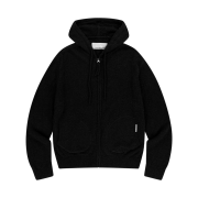 Thevinylhouse Round Pocket Knit Zip-Up Black