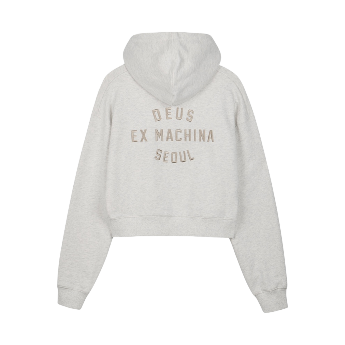 (W) 데우스 엑스 마키나 컬리지 어드레스 크롭 후드 집업 오트밀((W) Deus Ex Machina College Address Crop Hoodie Zip Up Oatmeal)