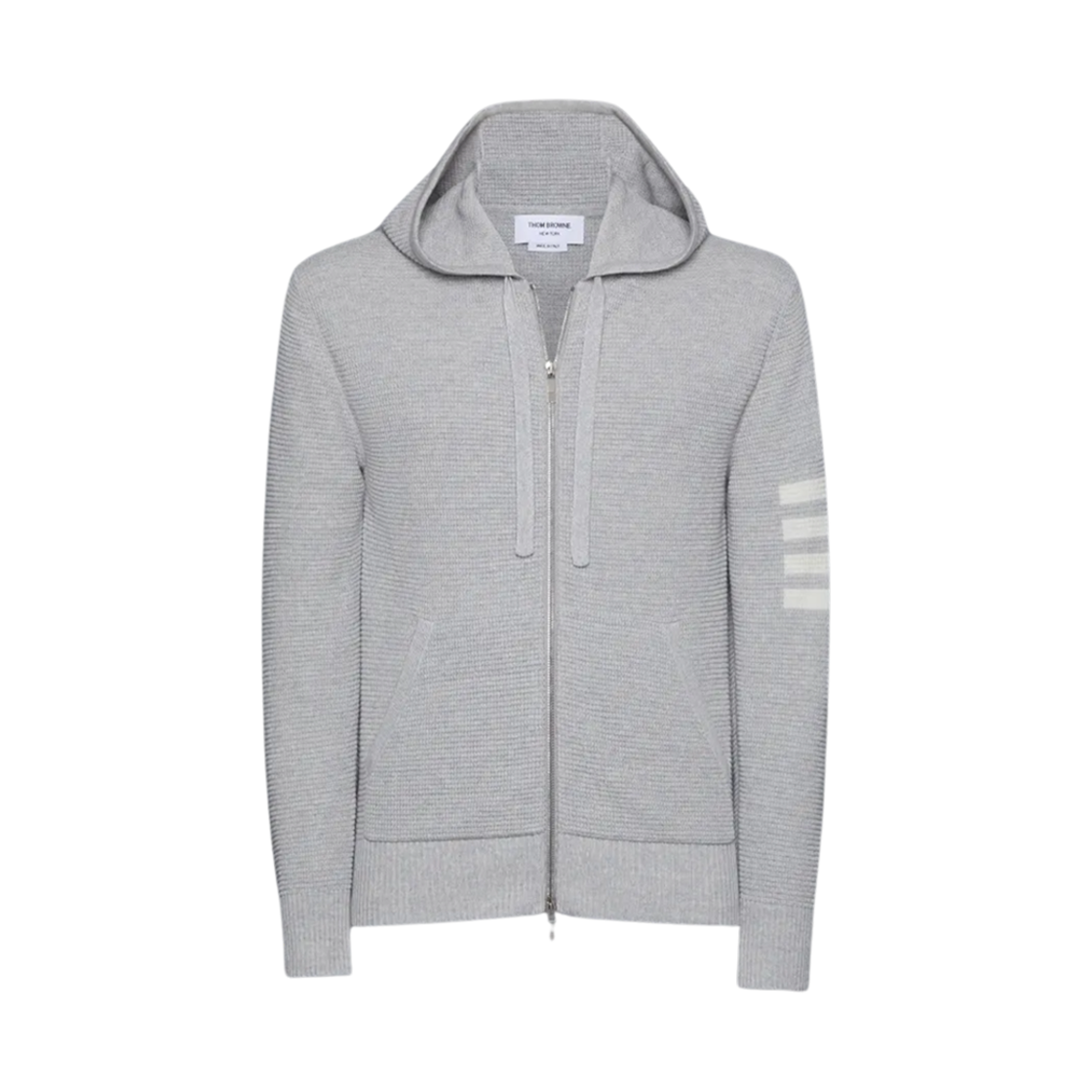MKT015A-Y6011-065 Thom Browne Linen Cotton 4-Bar Relaxed Fit Hoodie Pastel Grey